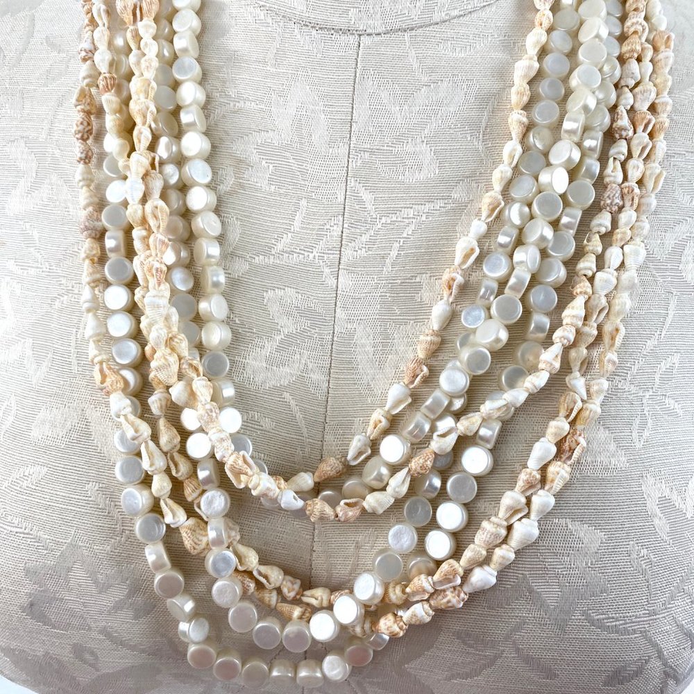 Beachy Pearl Shell Adjustable Layer Necklace - image 6